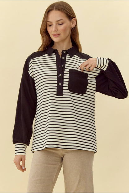 Black Striped Pullover