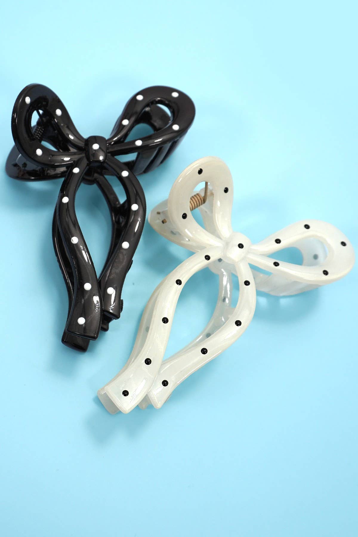 Polka Dot Bow Hair Claw Clips | 40H1094: OFF WHITE