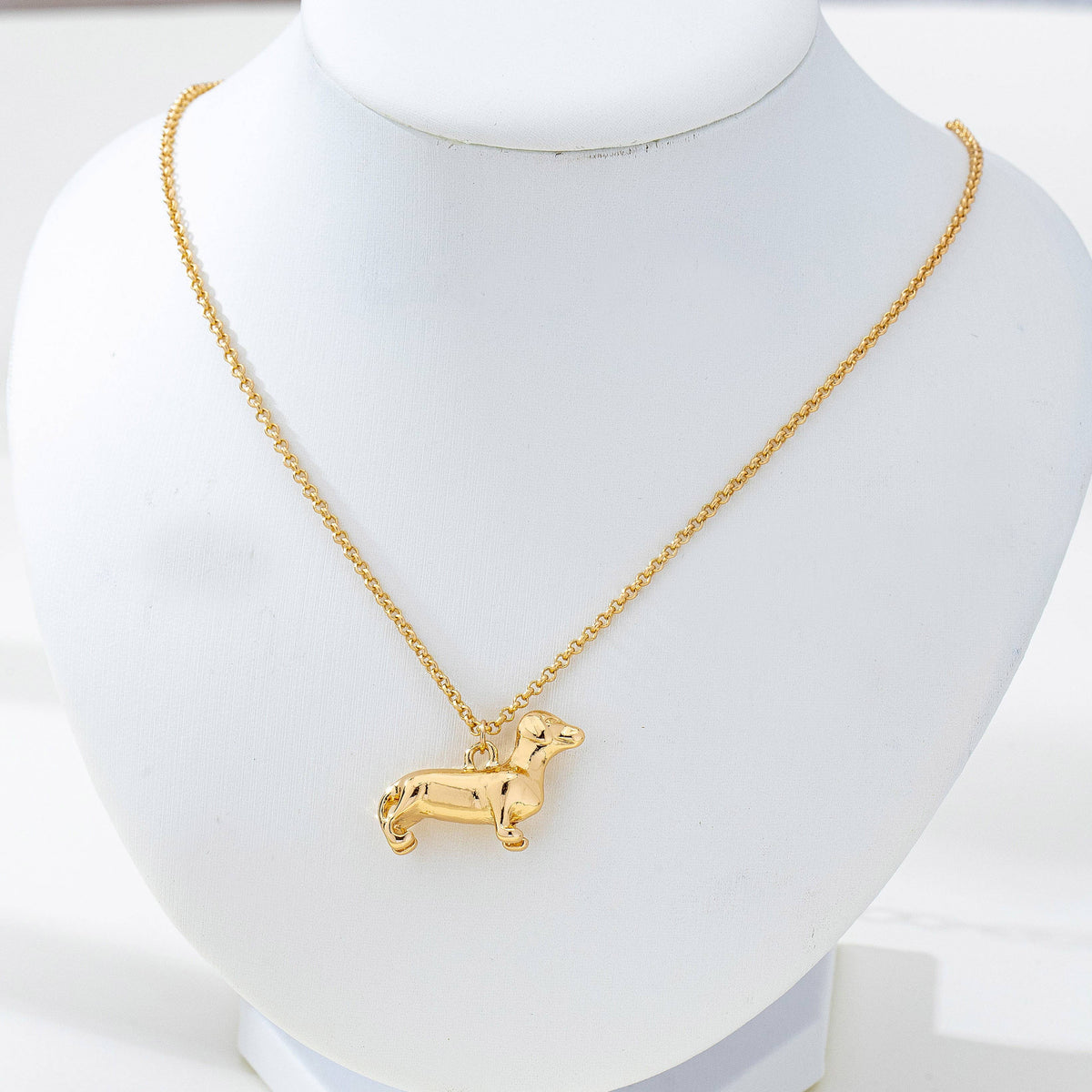 Gold-Tone Dachshund Dog Pendant Necklace | 80N93008: Gold