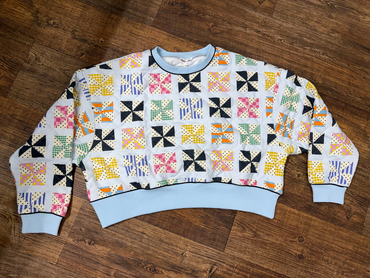 Poppy and Pine Quilted Kaleidoscope Sweatshirt and Shorts Set
