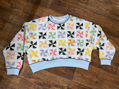 Poppy and Pine Quilted Kaleidoscope Sweatshirt and Shorts Set
