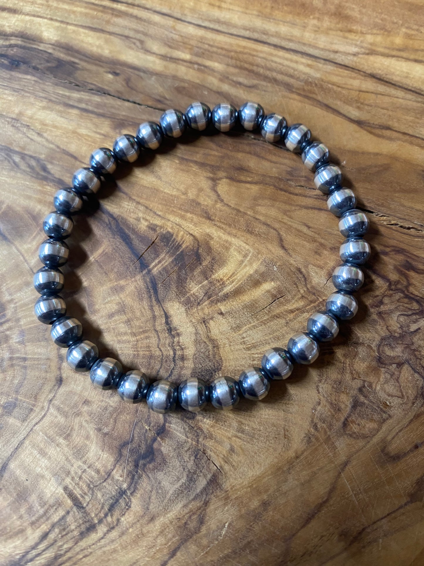 3mm Navajo Pearl Elastic 925 Sterling Bracelet