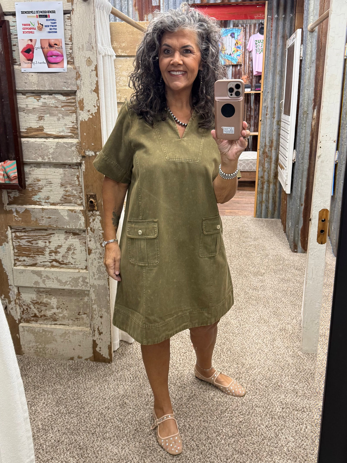 Jodifl Olive Shift Dress