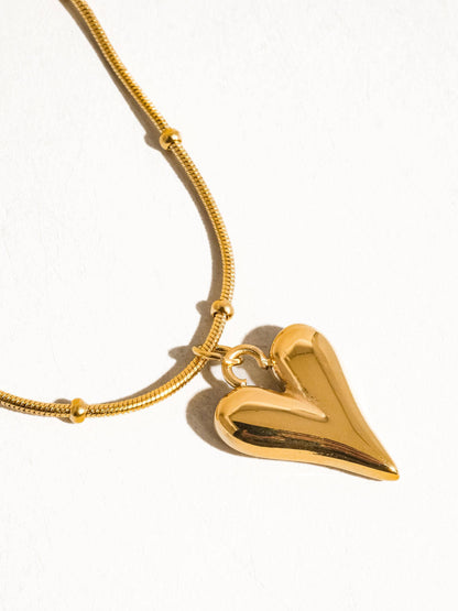 Bay 18K Gold Non-Tarnish Heart Necklace: Yellow Gold