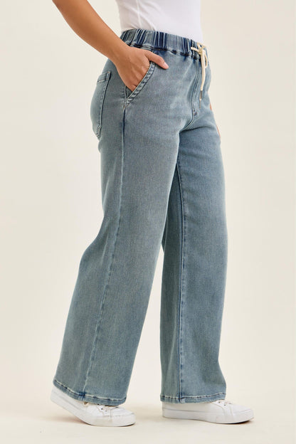 Judy Blue HW WILHELMINA Baggy MD Aged Stone Blue (Knit Indigo) 881127