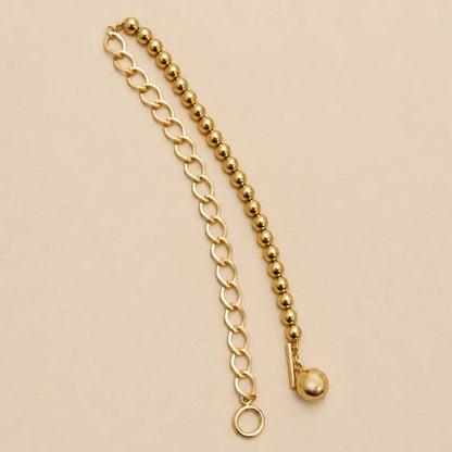 Gold-Tone Mixed Link & Round Bead Pendant Necklace | 25N380: GOLD