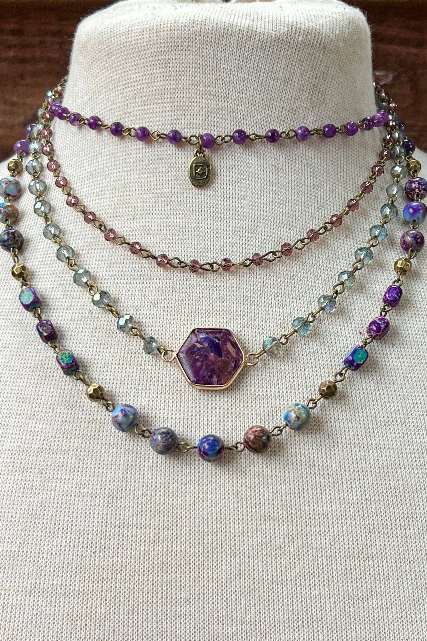 Janet Purple Necklace, Earring and Bracelet Set
