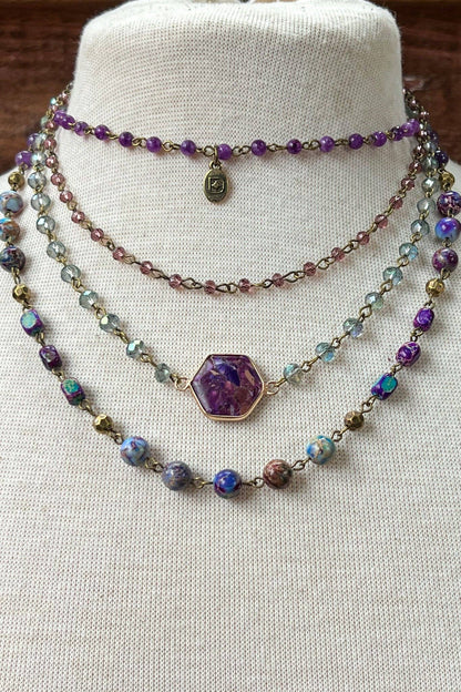 Janet Purple Necklace, Earring and Bracelet Set