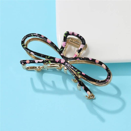 Botanical Floral Coquette Clip Hair Claw Clips | 40H1102: BLACK