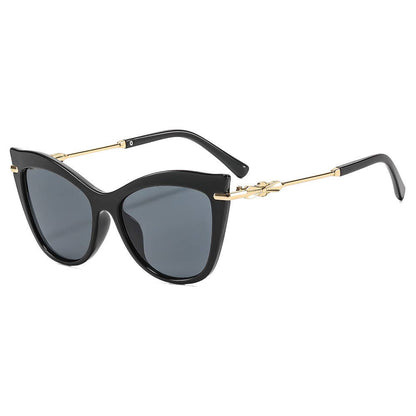 Cat-Eye Trendy Metal Accessories Versatile Sunglasses: Leopard
