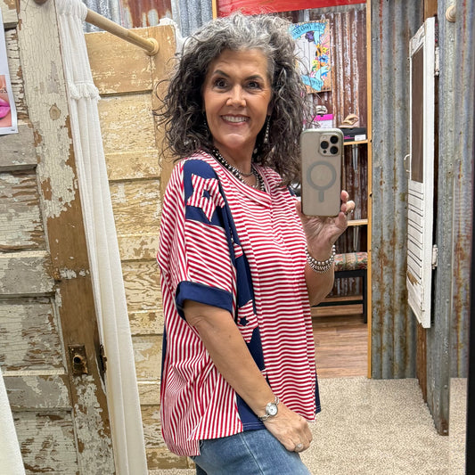 Patchwork Star Dolman Top