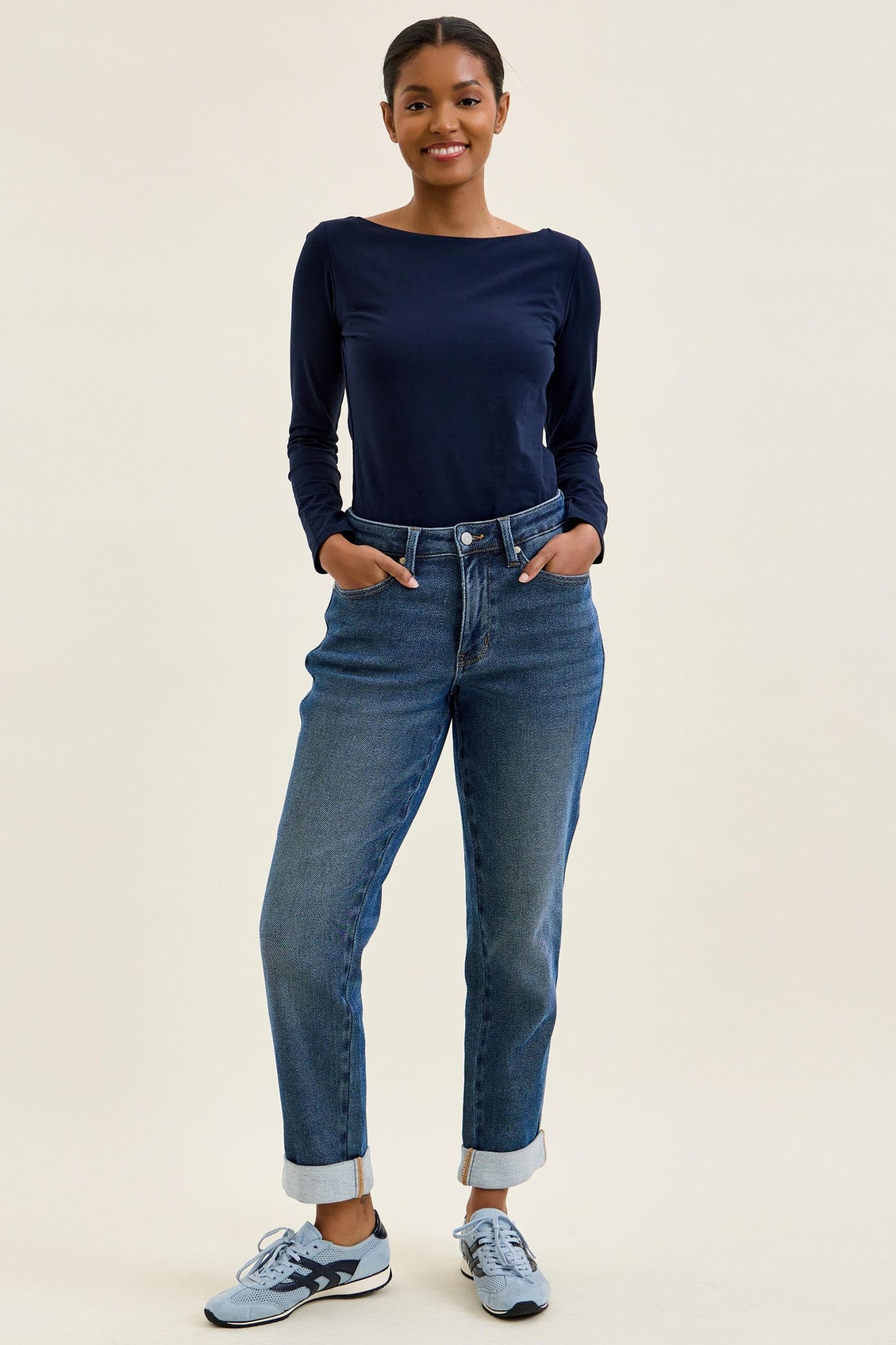 Judy Blue MR BILLIE Boyfriend DK Cozy Indigo Jeans (Knit Indigo) 881126