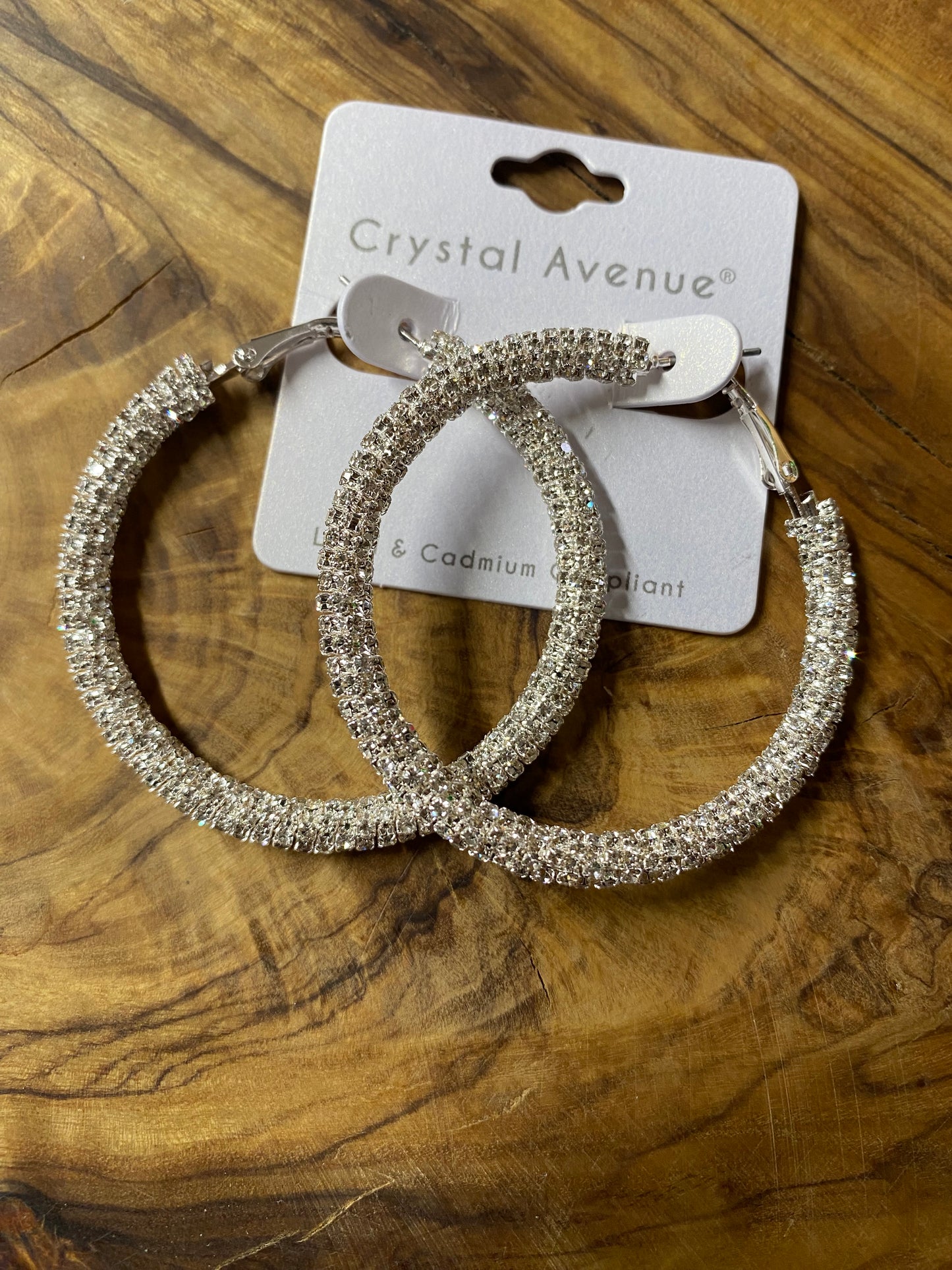 Silver Clear Stone Hoop Earring Grande