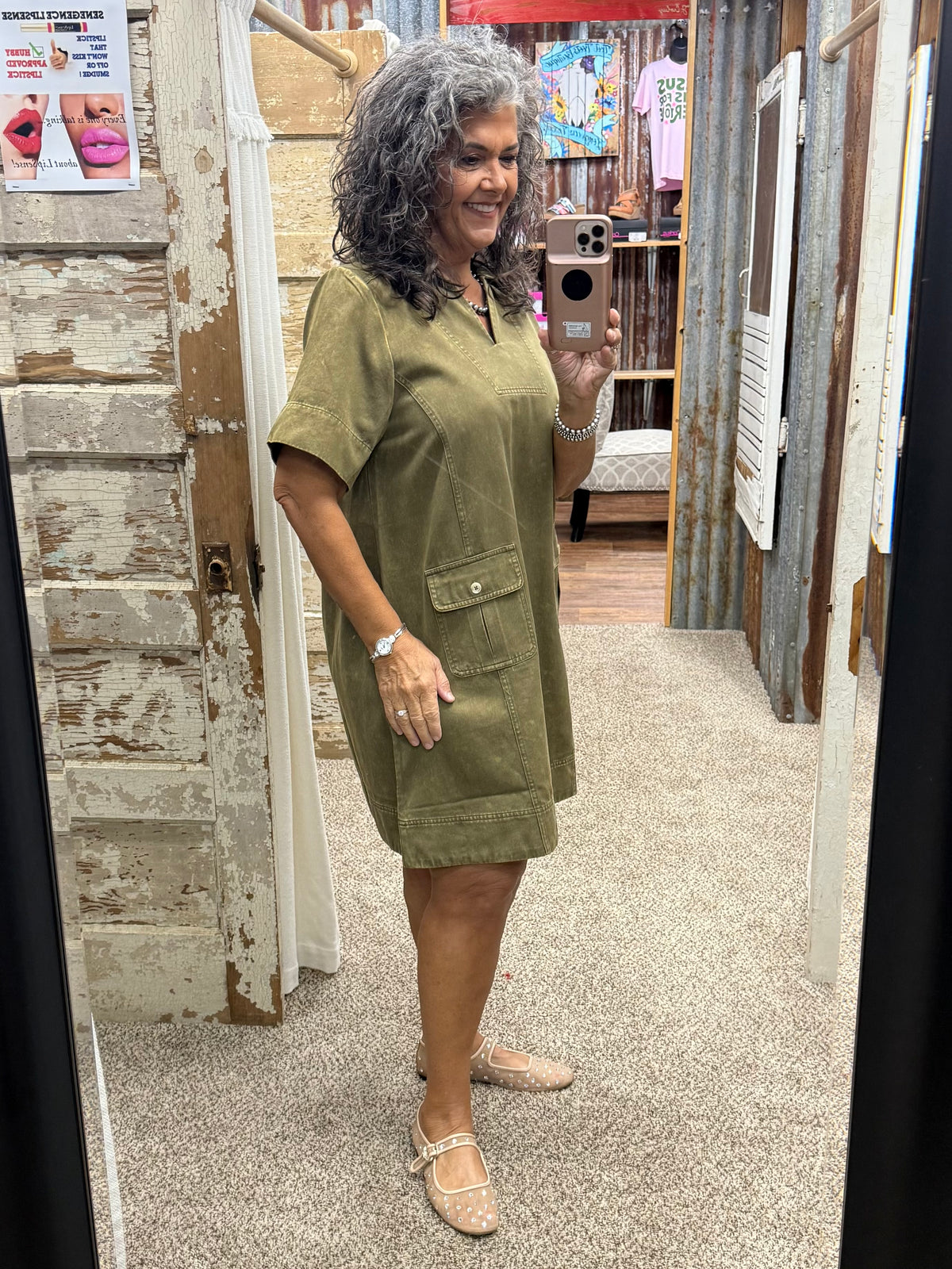 Jodifl Olive Shift Dress