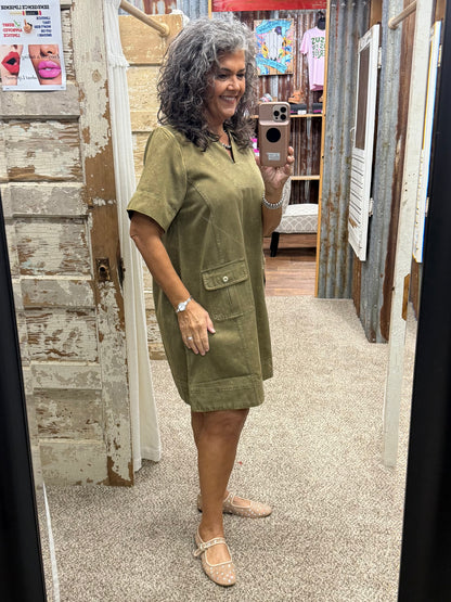 Jodifl Olive Shift Dress
