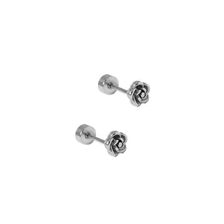 LINNY CO Flat Back Screwback Stud Earrings - Rose Silver