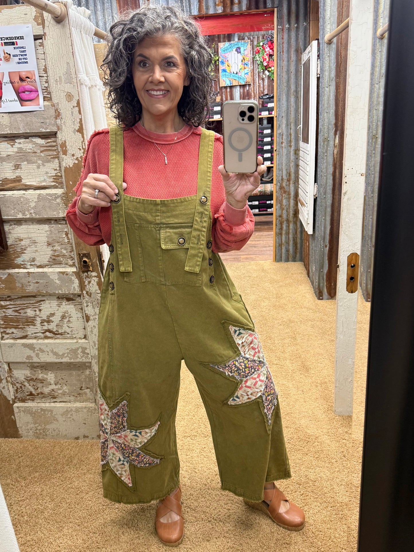 Patchwork Adjustable Strap Bib Overalls