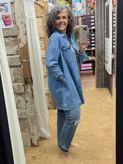Denim Heart-Pocket Shirt / Jacket / Dress