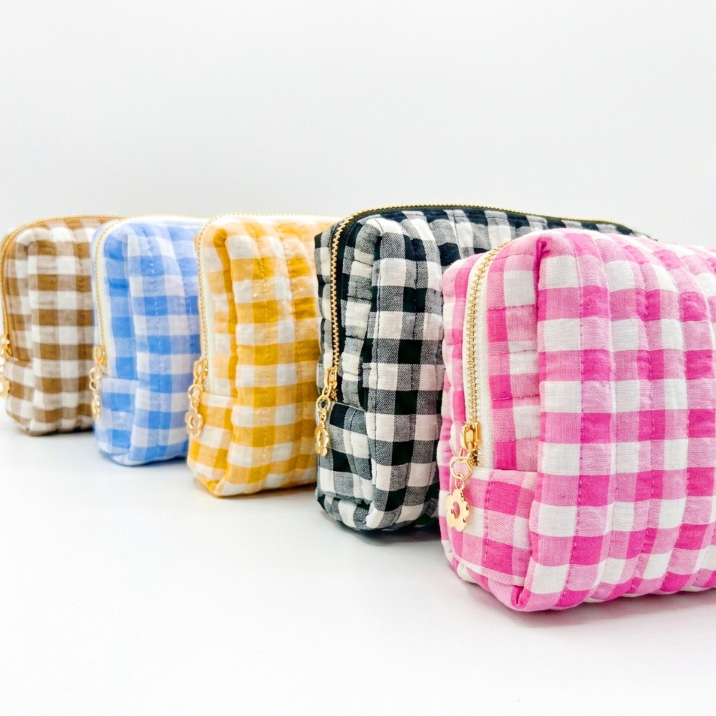 Everyday Color Gingham Cosmetic Bag – Lightweight Travel Pouch: Black
