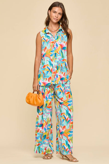 2-Piece Multi Tank + Relaxed Pants Resort Wear Set