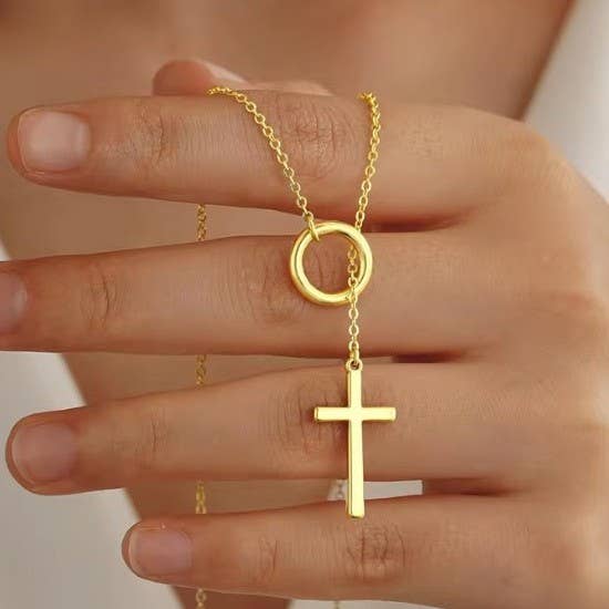 18K STAINLESS STEEL TARNISH FREE Y NECKLACE | 40NK9618: GOLD