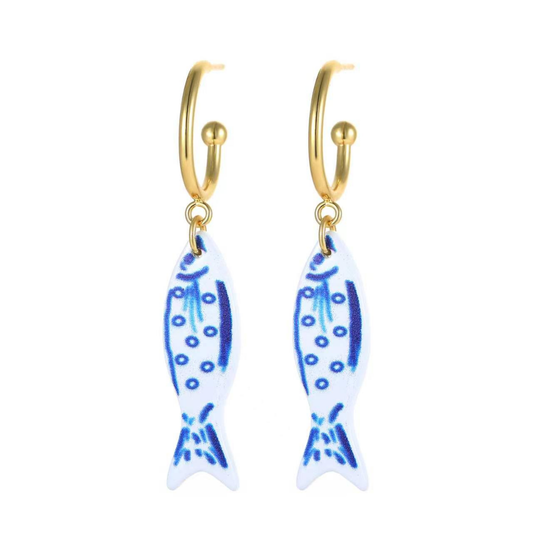 Harbor Blue Fish Dangle Earrings – Coastal Chic
