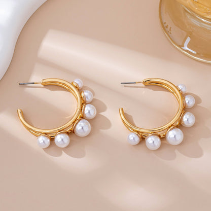 Stunning Bold Pearl Hoop Earring | 80E61575: GOLD