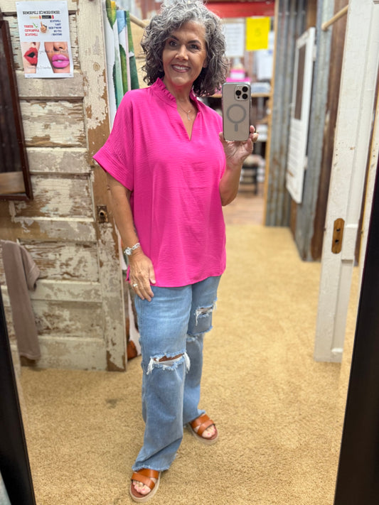 Hot Pink Dolman Blouse