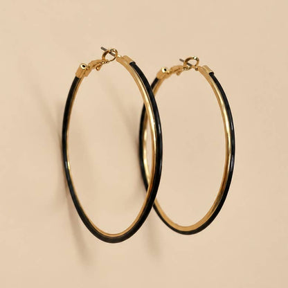Oversized Black & Gold-Tone Hoop Earrings | 26E92616: GOLD