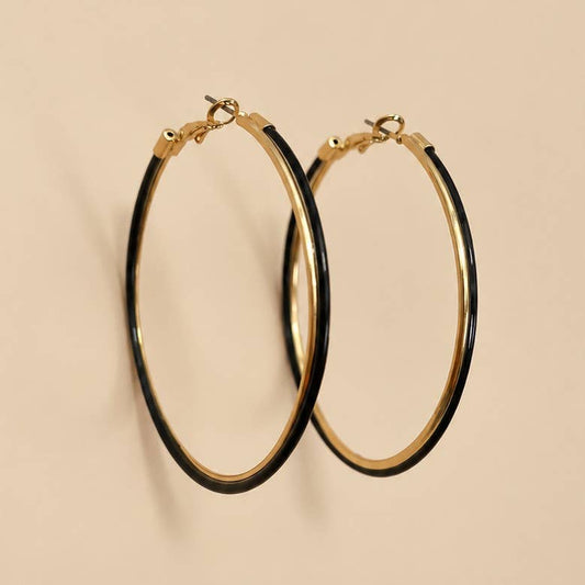 Oversized Black & Gold-Tone Hoop Earrings | 26E92616: GOLD