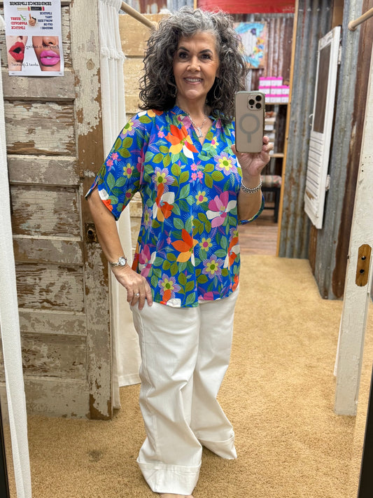 Everyday Breeze Sleeve Lizzy Blouse: Royal Blue