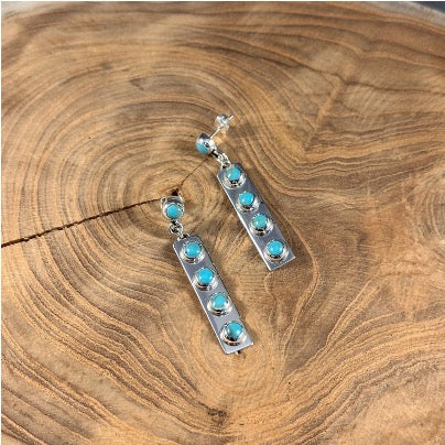 Boho Sol Sterling Silver Turquoise Bar Earrings T1433