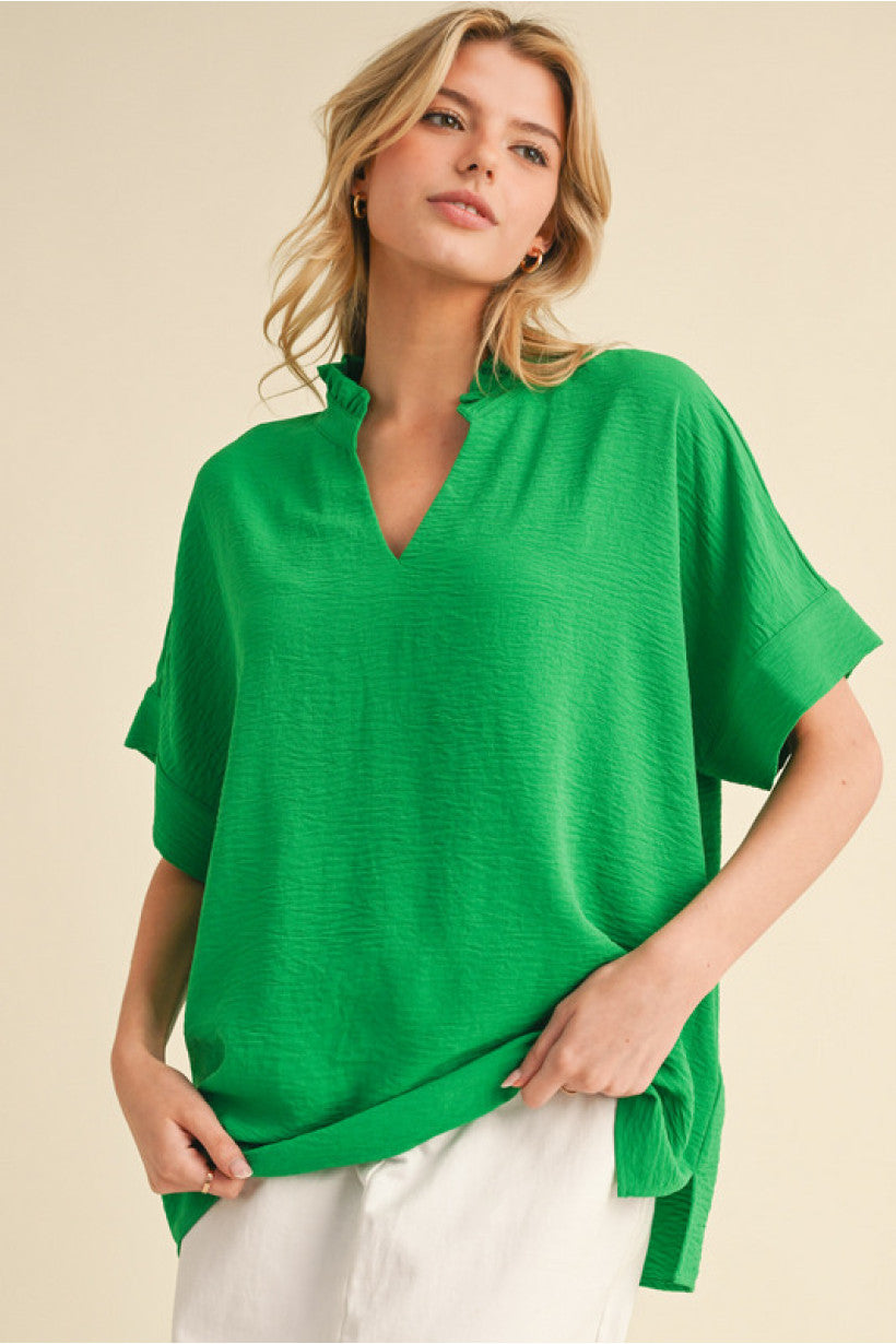Mardi Green Dolman Blouse