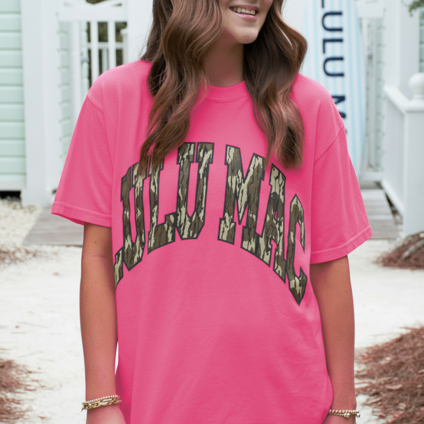Mossy Oak Bottomland Adult Neon Pink Comfort Colors Mossy Oak Tee