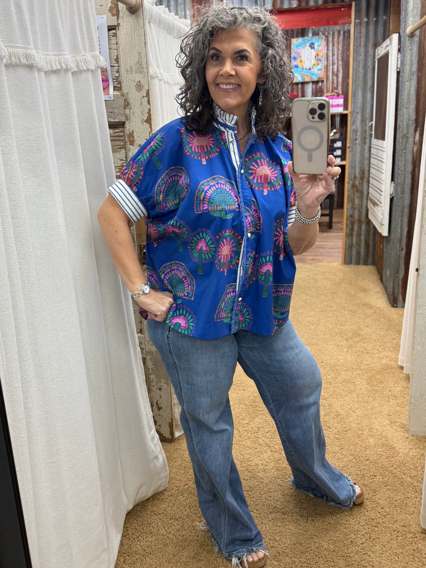 Blue Abstract Blouse