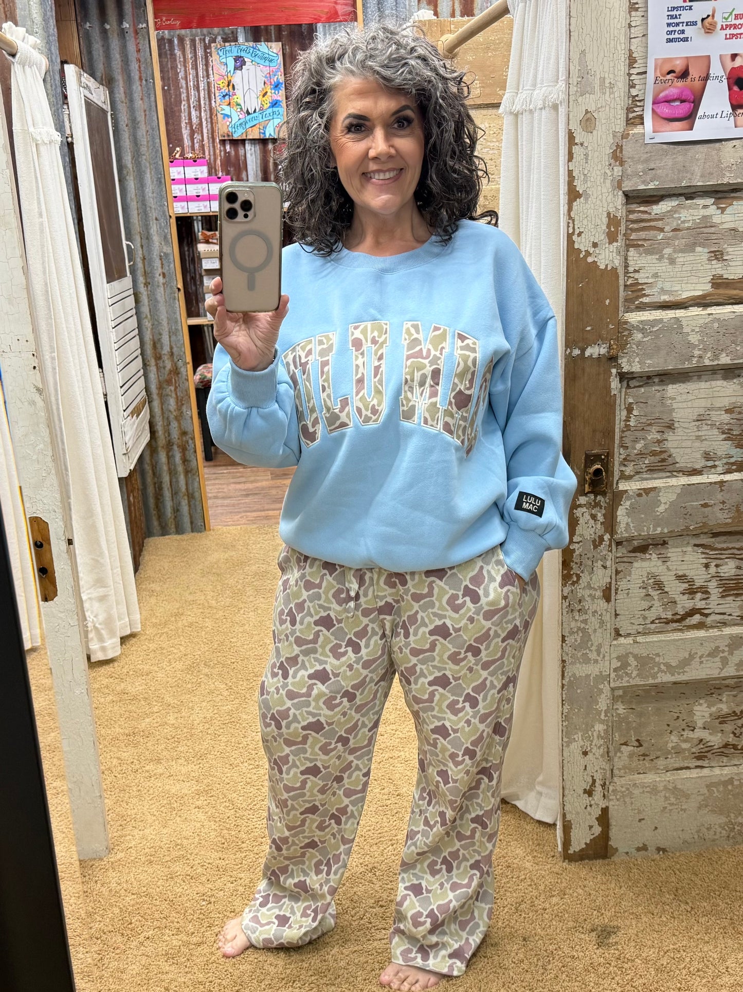 LULU MAC Light Blue Camo Sweatshirt