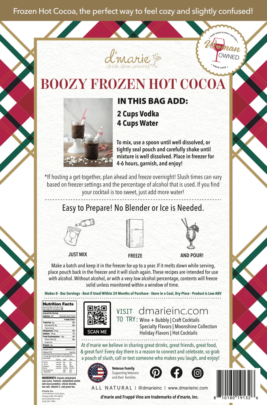 Boozy Frozen Hot Cocoa Cocktail Mix - Ready-To-Freeze Cocktail