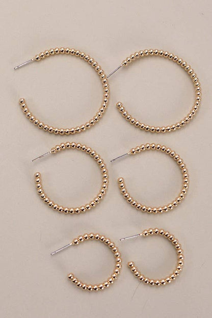 BALL HOOP TRIO IN 3 SIZE EARRINGS | 31E03964: Gold