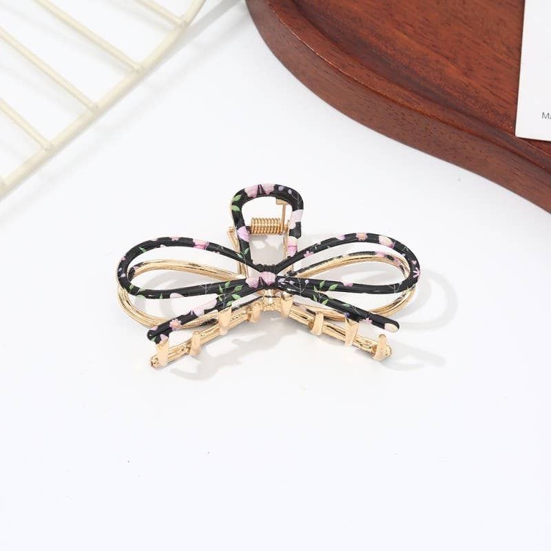 Botanical Floral Coquette Clip Hair Claw Clips | 40H1102: BLACK