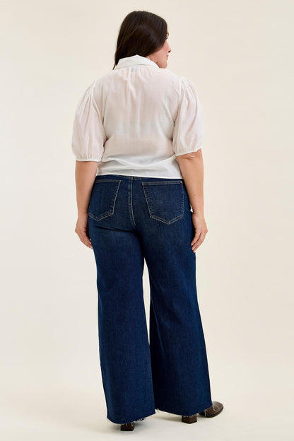 Judy Blue HW Retro Wide w/ Adjustable WB Tabs + Raw hem 881114