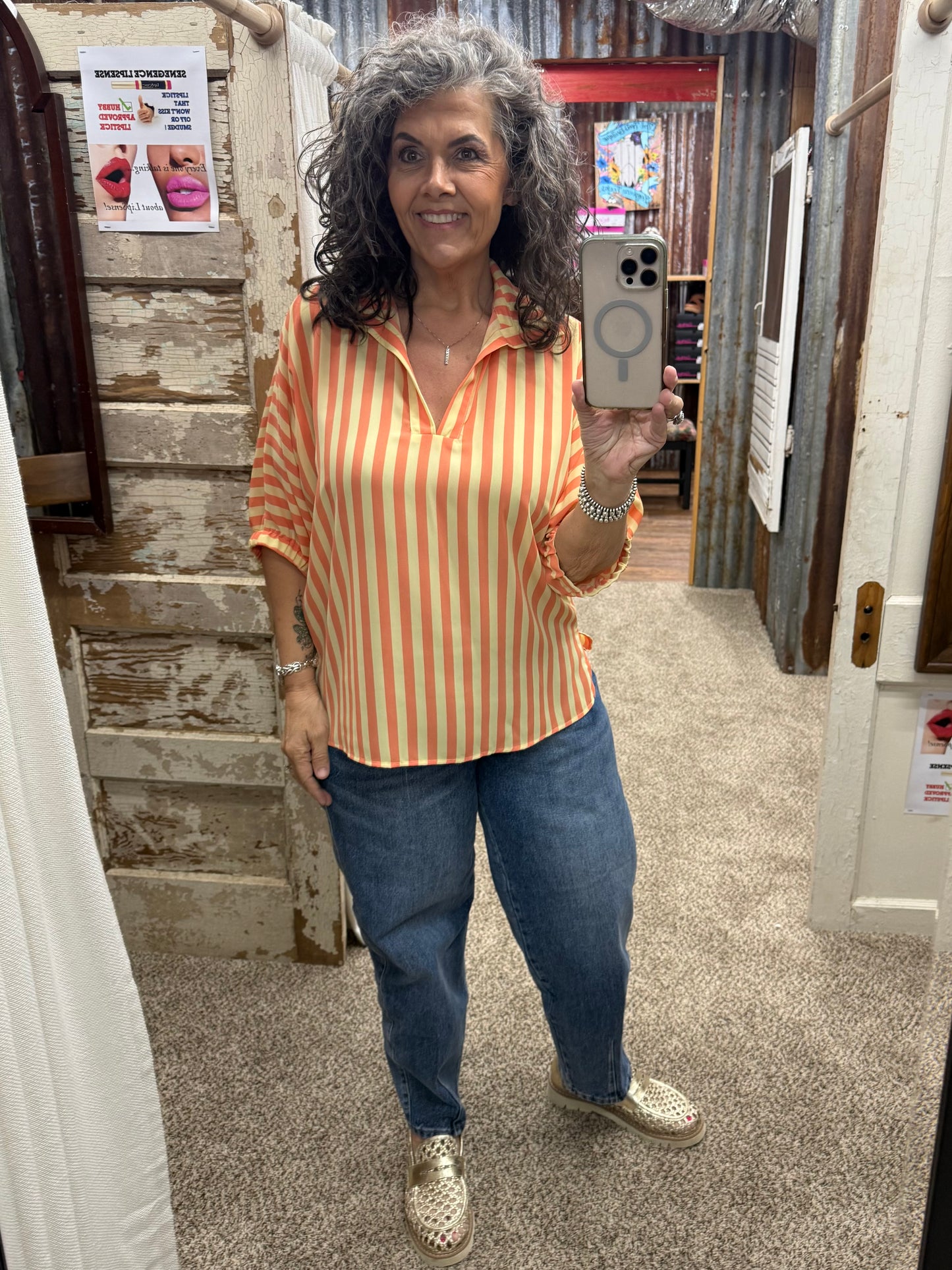 SLOAN STRIPED SUNKISSED BLOUSE