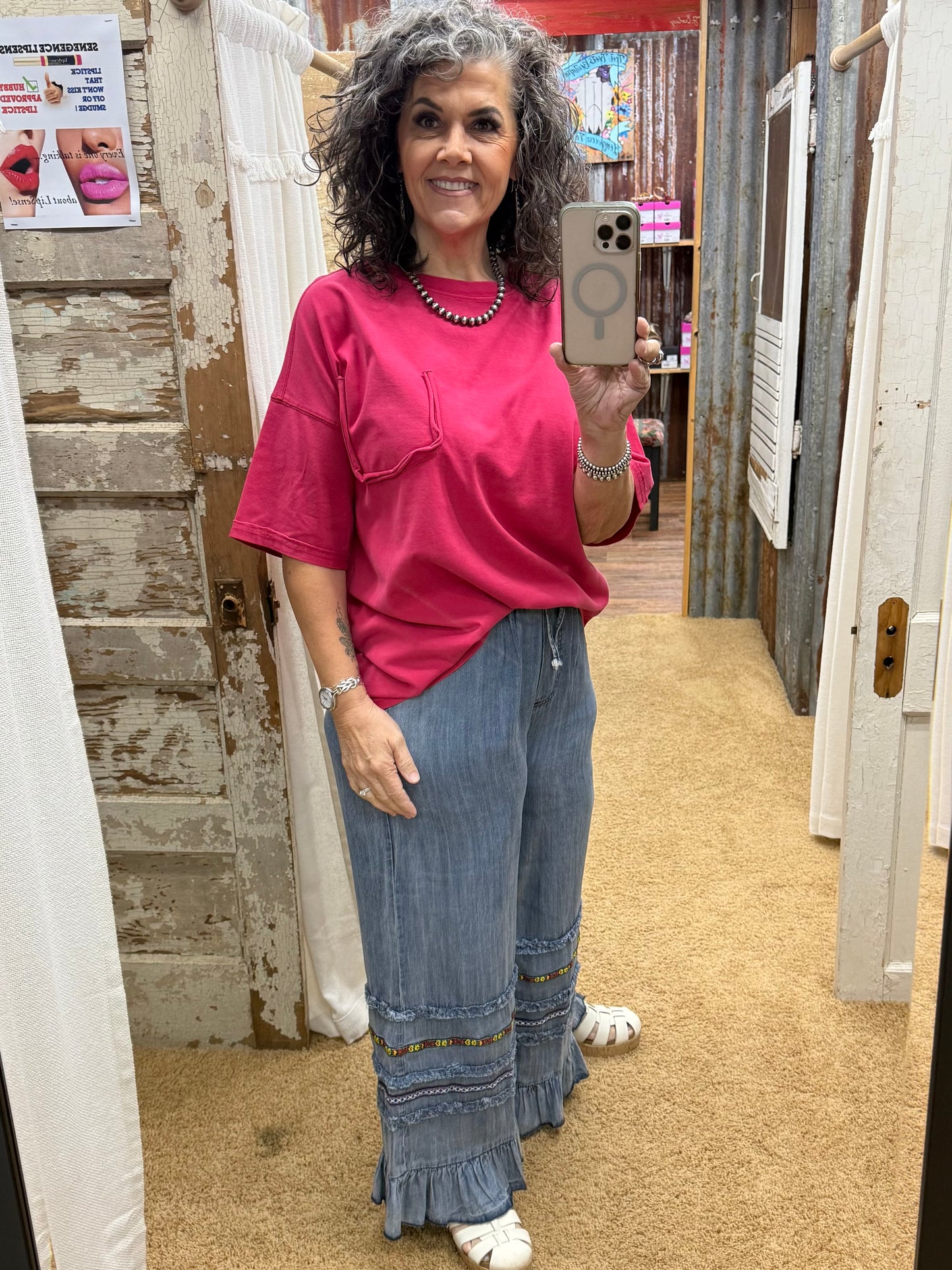 POPPY RED WASHED COTTON JERSEY BOXY TUNIC