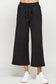 Black Textured Cropped Wide Pants