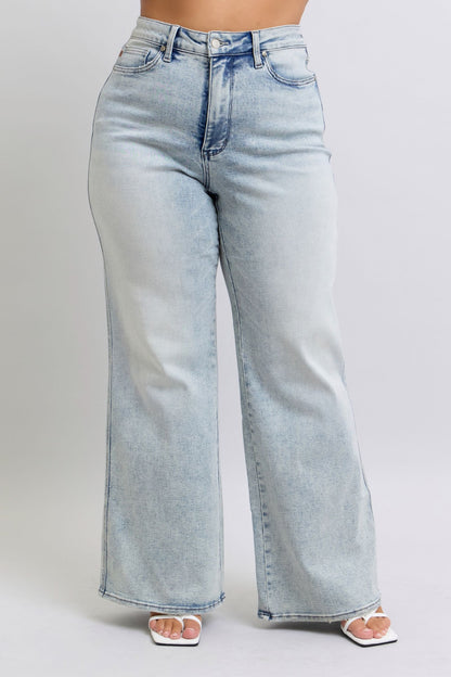 Judy Blue High Waist Tummy Control Retro Wide Leg Jeans 88867