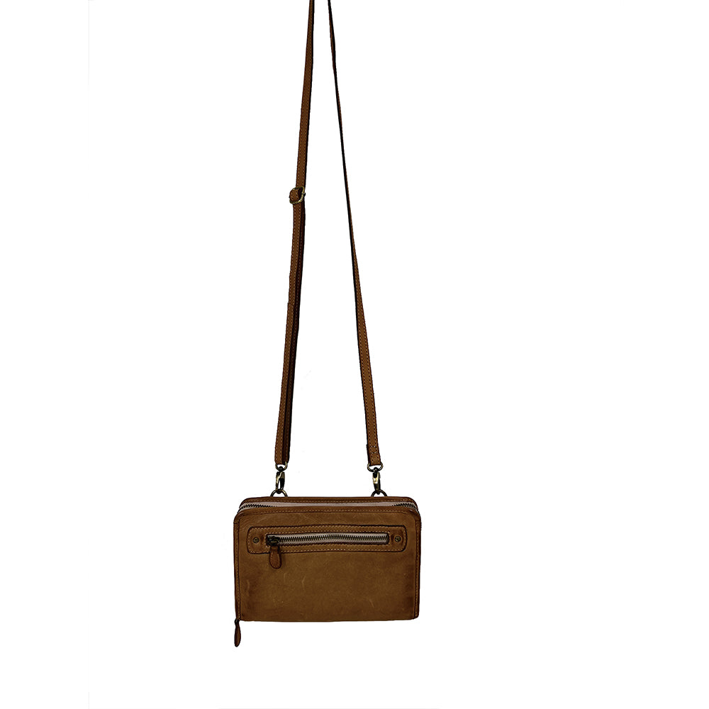 Genuine Leather Dark Brown Crossbody