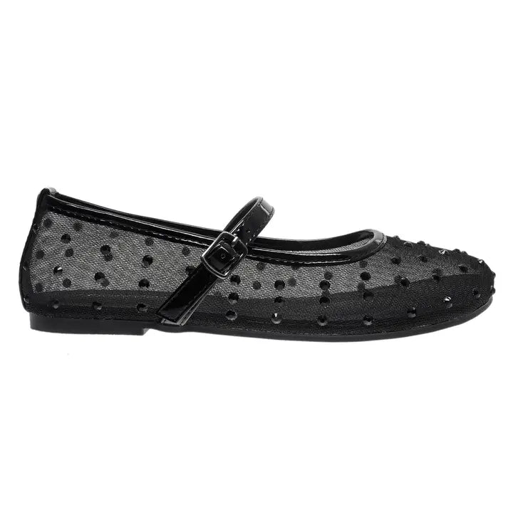 Black Starlight Mesh Mary Jane Flats ✨