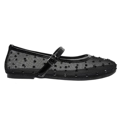 Black Starlight Mesh Mary Jane Flats ✨