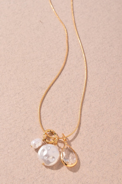 PEARL TEARDROP CHARM NECKLACE