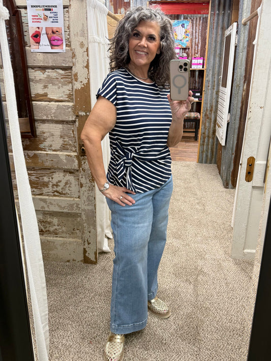 Navy Striped Blouse