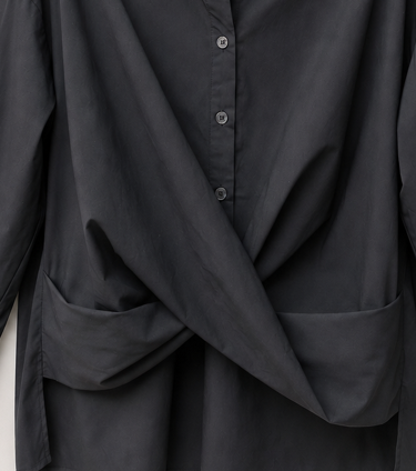 Brad & Rena Draped Oversized Tunic Top - Black